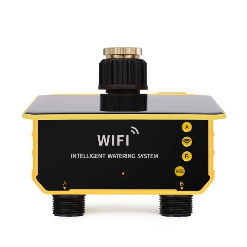 Timer Dual Outlet - ตัวควบคุมการรดน้ำด้วยวาล์วโซลาร์เซลล์แบบ WiFi พร้อมช่องจ่ายน้ำคู่ สำหรับการรดน้ำสระว่ายน้ำและสนามหญ้า