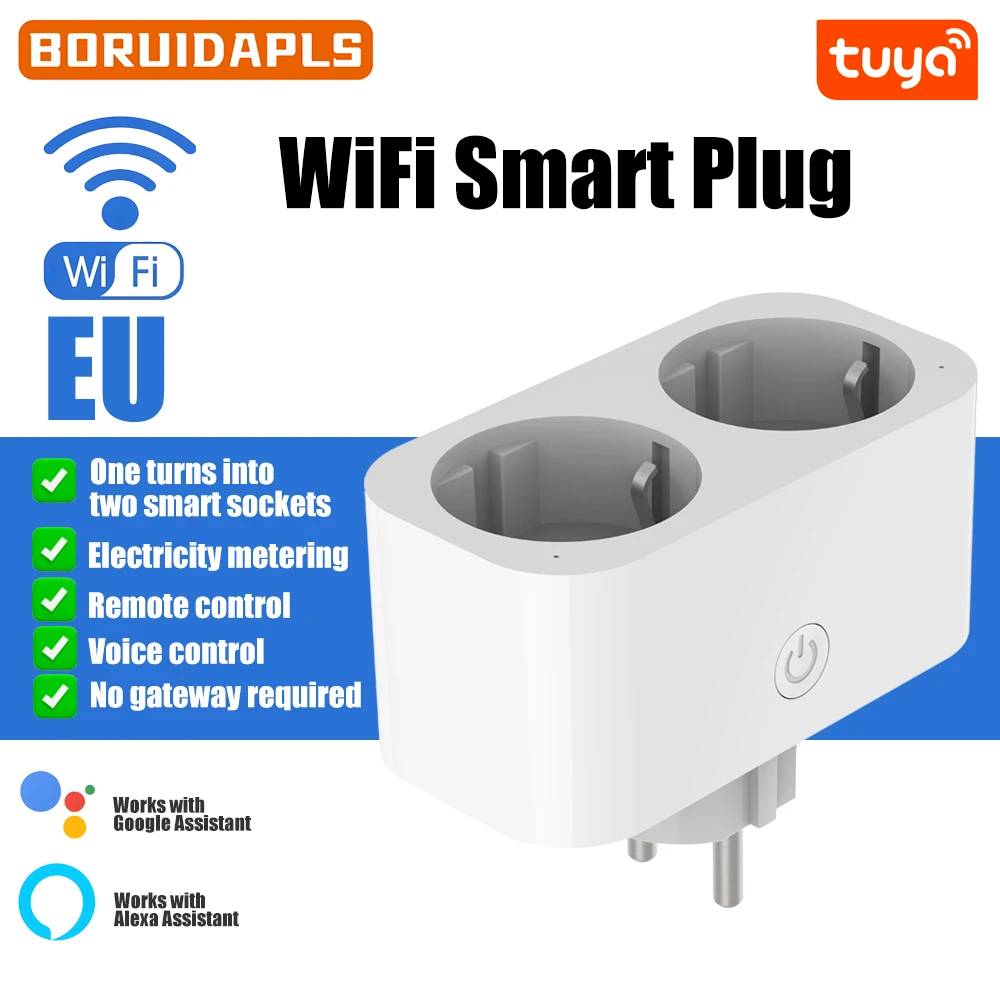 Timer Dual Outlet - BORUIDAPLS ปลั๊กอัจฉริยะ WiFi ปลั๊ก EU/KR ปลั๊กคู่อัจฉริยะ